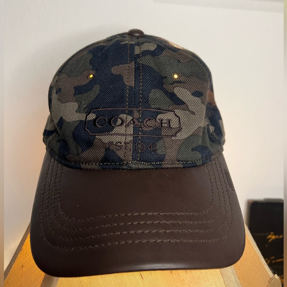 Coach Camo and Brown Leather Baseball Cap - Picture 4 of 8
